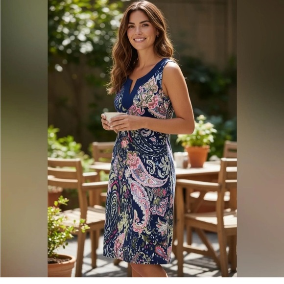 Tommy Bahama Dresses & Skirts - Tommy Bahama Paisley Dress - Navy and Pink size M